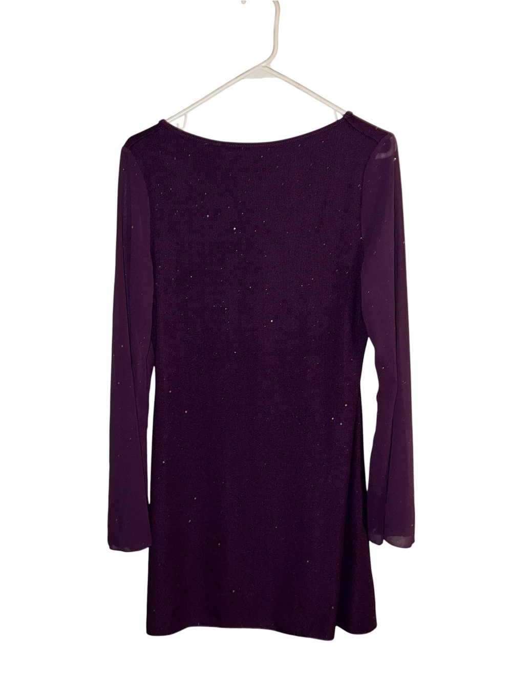 SHEIN Purple Sparkle Long-Sleeve Mini Dress
